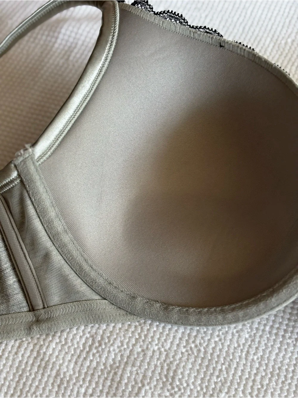 Cacique Gray Bra with Black Lace Trim